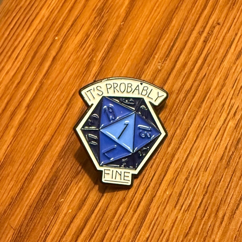 Women’s Jewelry Multi-Sided Dice Blue,White,and Black with Quote Enamel Pin